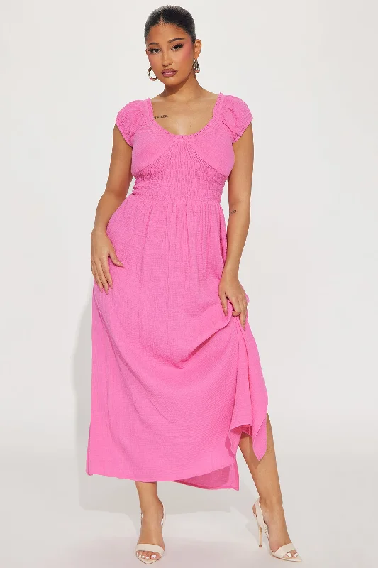 Leah Gauze Maxi Dress - Pink