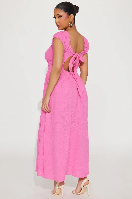 Leah Gauze Maxi Dress - Pink