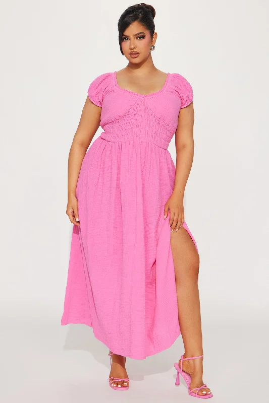 Leah Gauze Maxi Dress - Pink