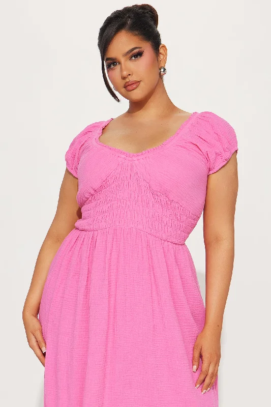 Leah Gauze Maxi Dress - Pink