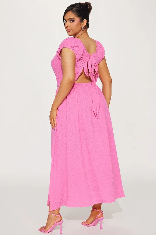 Leah Gauze Maxi Dress - Pink