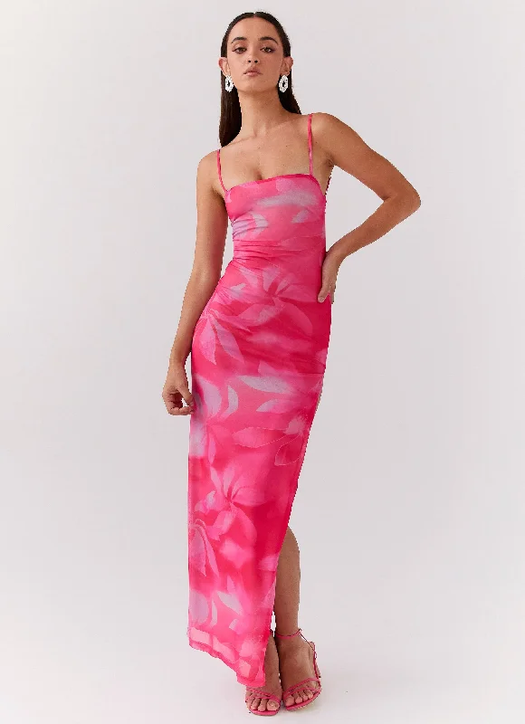 Life In Pink Maxi Dress - Abstract Bloom