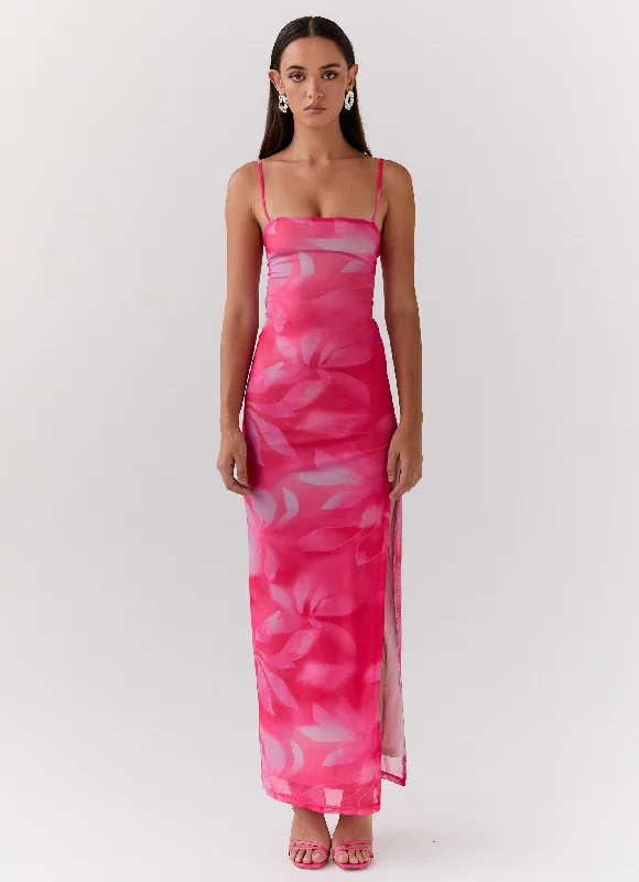 Life In Pink Maxi Dress - Abstract Bloom