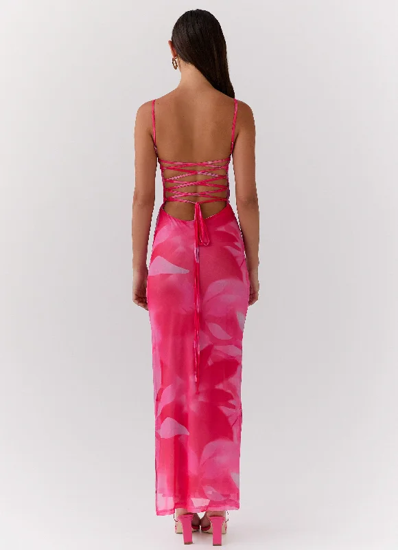 Life In Pink Maxi Dress - Abstract Bloom