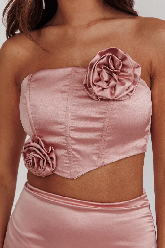 Like A Dove Rosette Corset Top Mauve