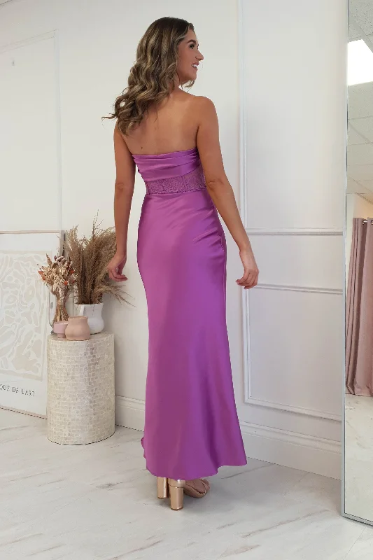 Lissy Corset Style Satin Maxi Dress | Purple