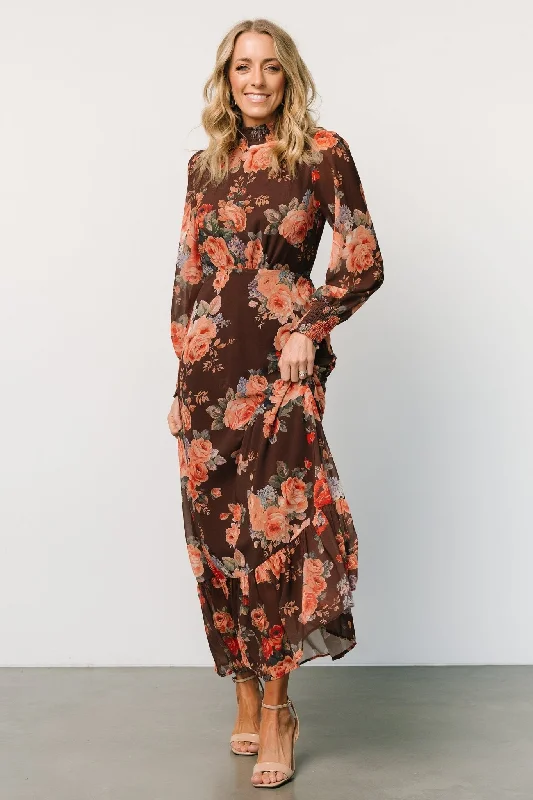 Luciana Maxi Dress | Brown Floral