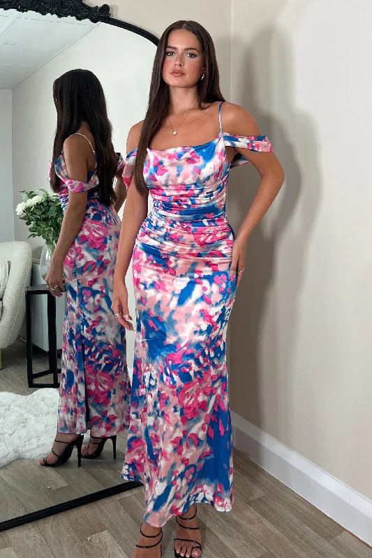 Madeline Mermaid Maxi Dress Pink Blue