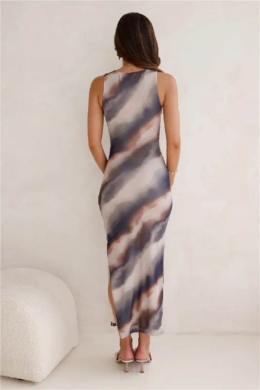 Milky Way Mesh Maxi Dress Brown