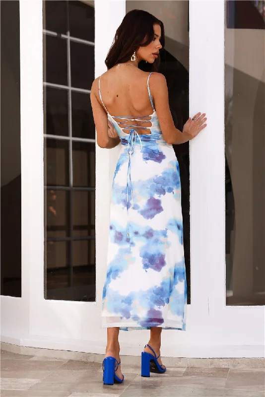 Mini Stylist Mesh Maxi Dress Blue