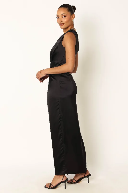 Nadia One Shoulder Maxi Dress - Black