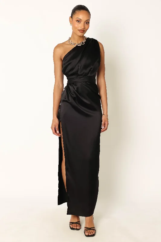 Nadia One Shoulder Maxi Dress - Black