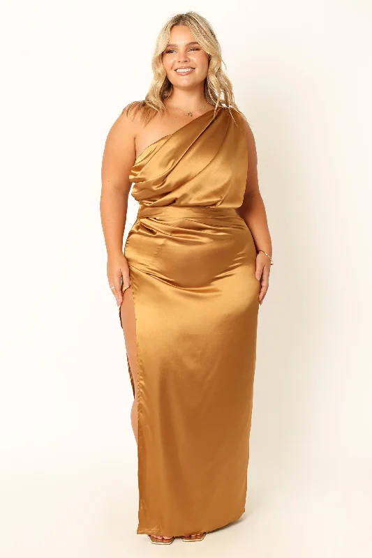 Nadia One Shoulder Maxi Dress - Bronze