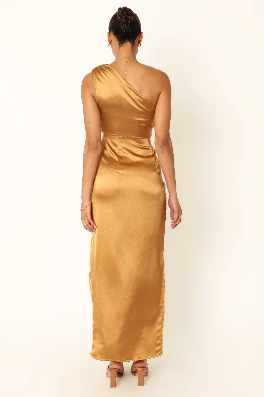 Nadia One Shoulder Maxi Dress - Bronze