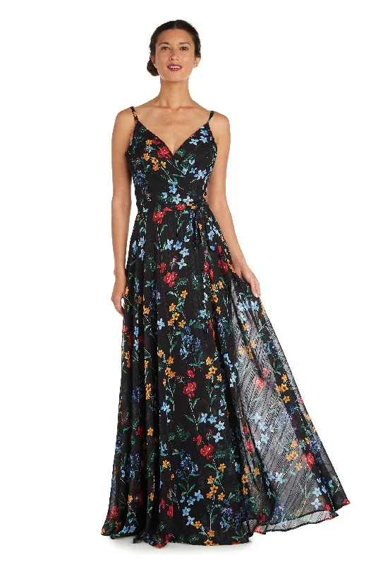 Nightway Long Spaghetti Strap Floral Dress 22040