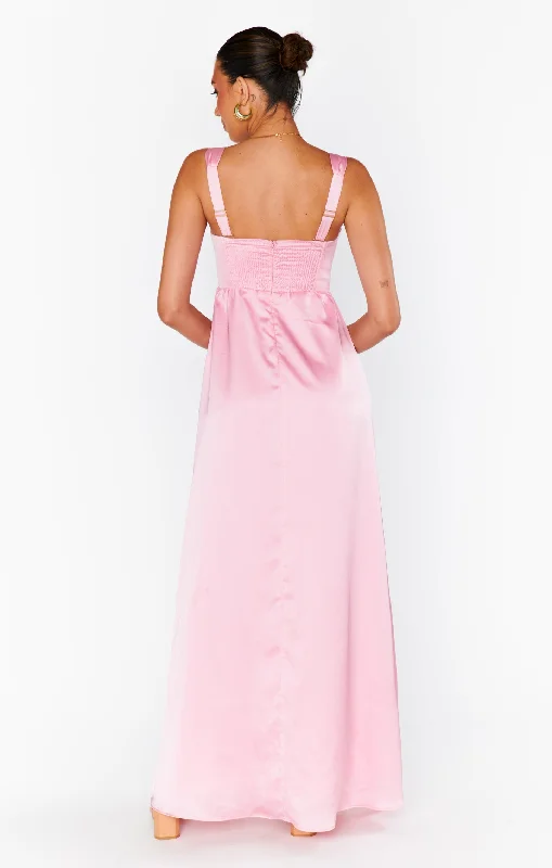 Nina Maxi Dress ~ Light Pink Luxe Satin