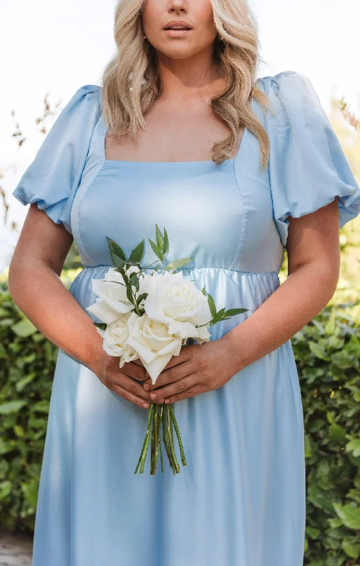 Nora Maxi Dress ~ Baby Blue Luxe Satin