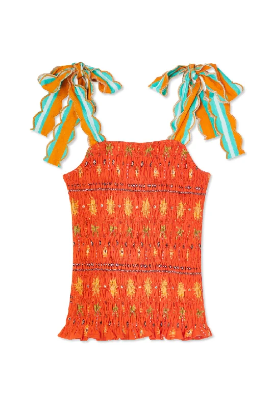 Orange Sahara Shirred Francesca Top