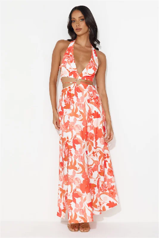 Paradise Island Halter Maxi Dress Red