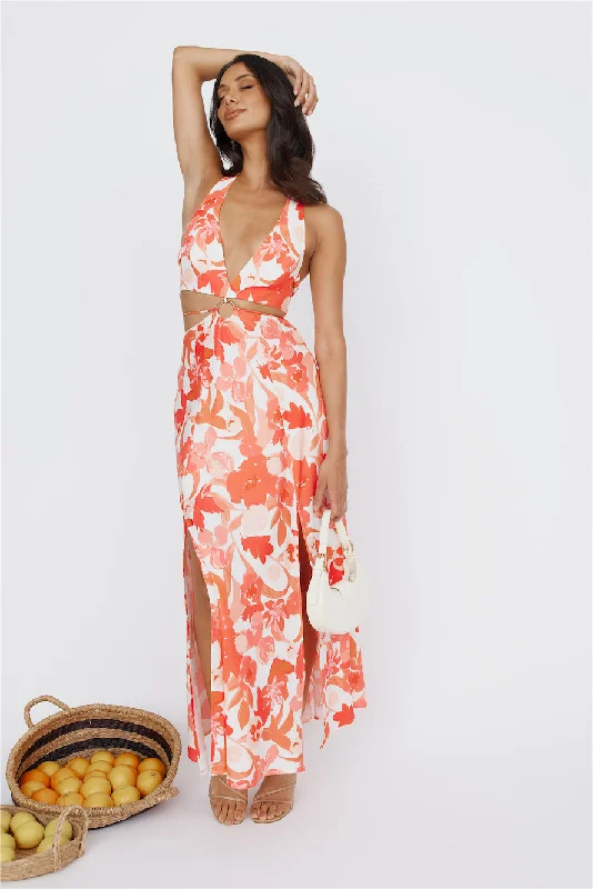 Paradise Island Halter Maxi Dress Red