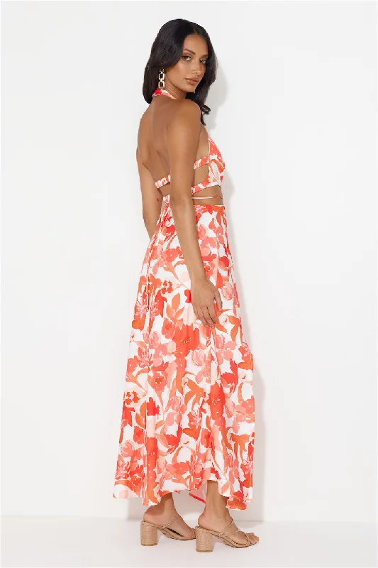 Paradise Island Halter Maxi Dress Red