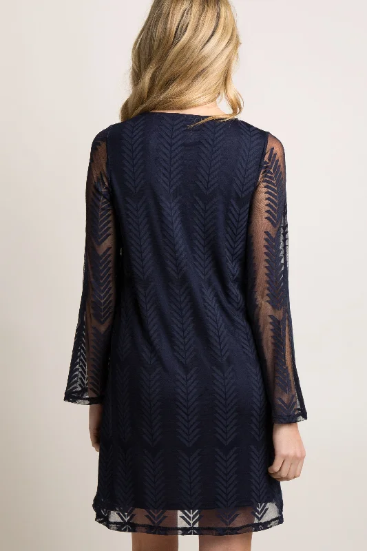 PinkBlush Navy Mesh Overlay Maternity Dress