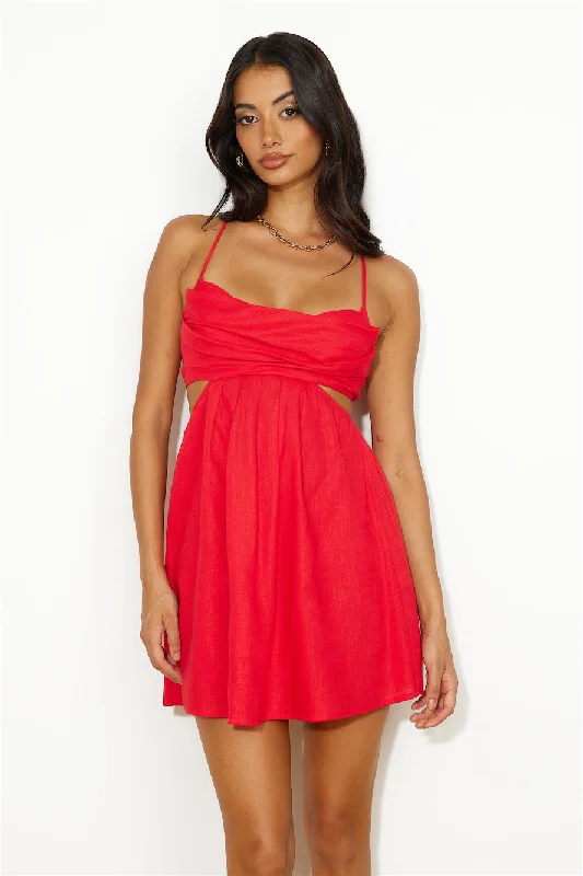 Posing Time Mini Dress Red