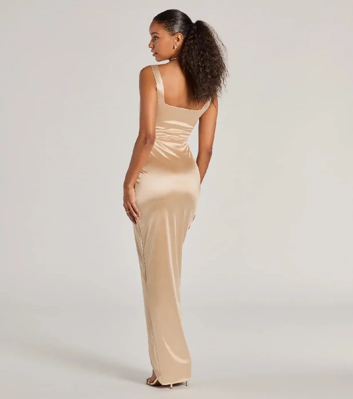 Rebecca Satin Slim-Fit Formal Dress