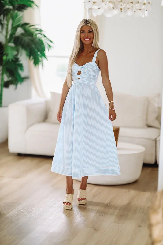 Sag Harbor Midi Dress - Blue and White