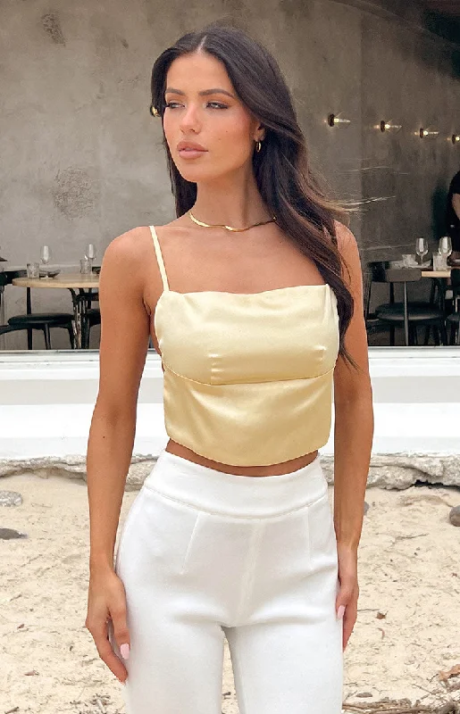 Samantha Backless Yellow Crop Top