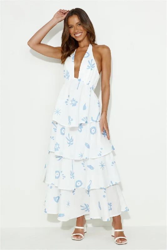 Sand By The Beach Halter Maxi Dress White