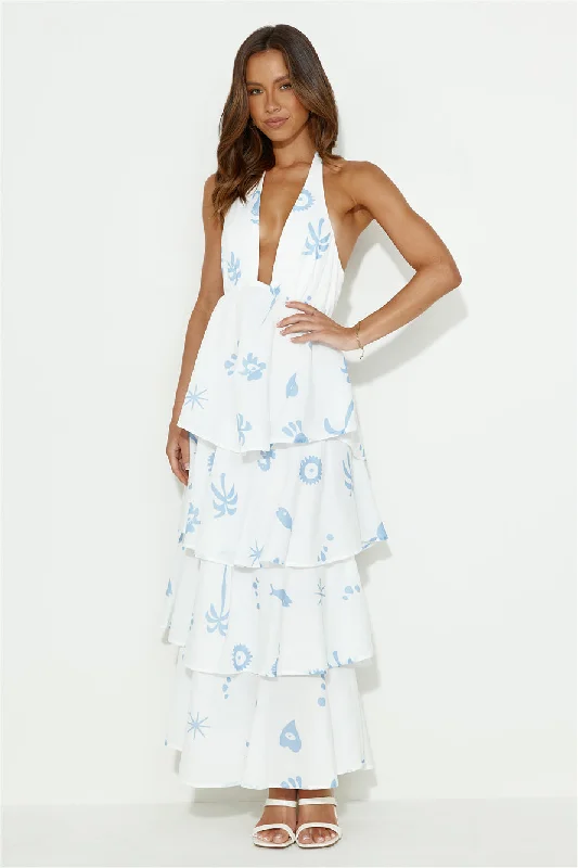 Sand By The Beach Halter Maxi Dress White