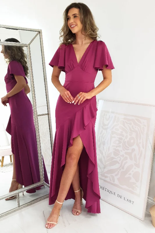 Sangria Silky Satin Maxi Dress | Plum