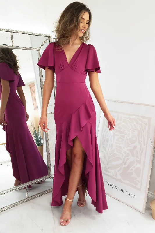 Sangria Silky Satin Maxi Dress | Plum