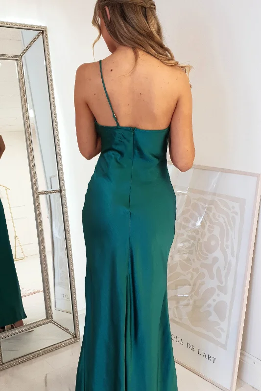 Selena Soft Satin Maxi Dress | Forest Green