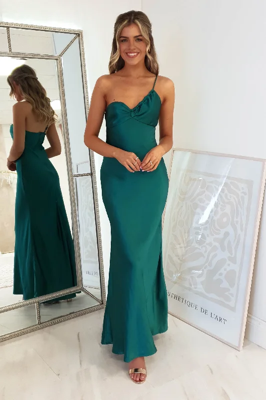 Selena Soft Satin Maxi Dress | Forest Green