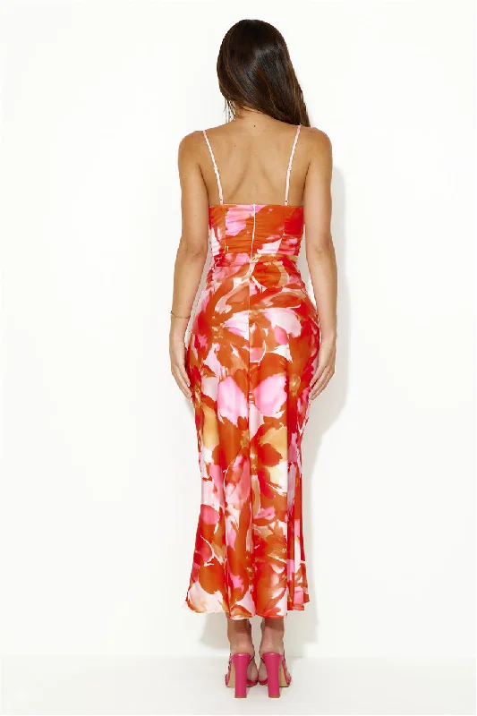 Shared Location Satin Maxi Dress Orange