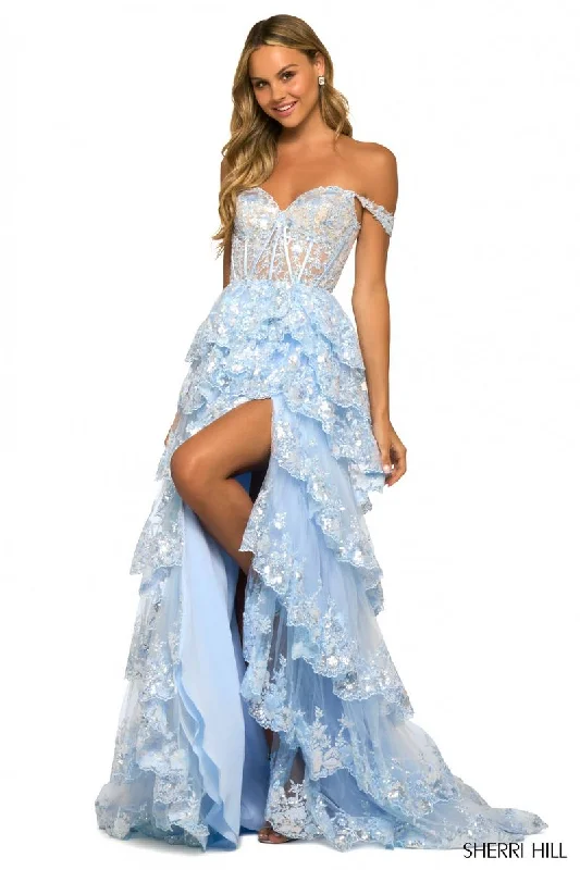 Sherri Hill Sequin Ruffle A-Line Prom Dress 55500 - B