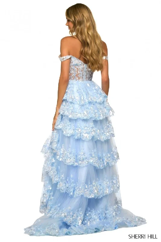 Sherri Hill Sequin Ruffle A-Line Prom Dress 55500 - B