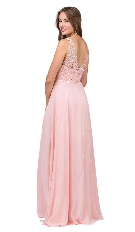 Dancing Queen - 2267 Sleeveless Scalloped Lace Illusion Prom Gown