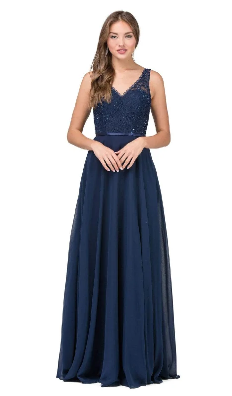 Dancing Queen - 2267 Sleeveless Scalloped Lace Illusion Prom Gown