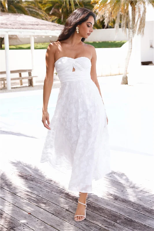 Talk About Yourself Strapless Maxi Dress White