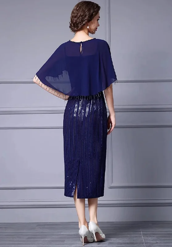 Terra Tassel Design Sequins Slim-Fit Hip Wrap Evening Dress