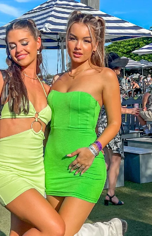 Adored Green Strapless Mini Dress