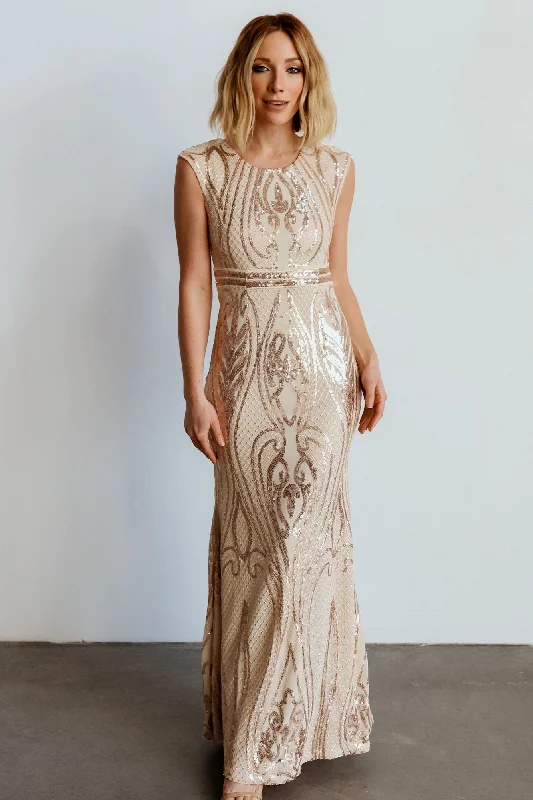 Alessia Sequin Gown | Champagne