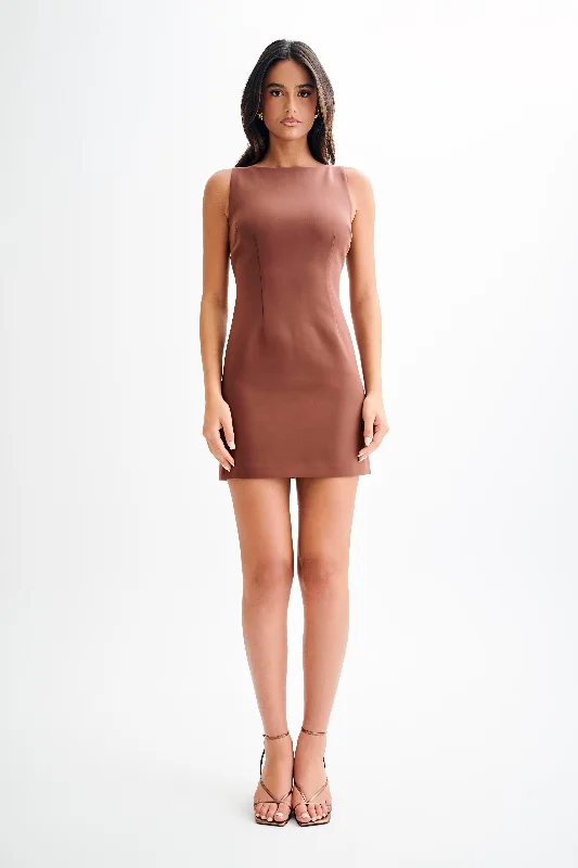 Angela Suiting Mini Dress - Wood