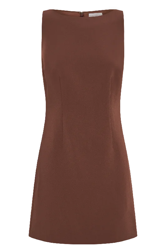 Angela Suiting Mini Dress - Wood