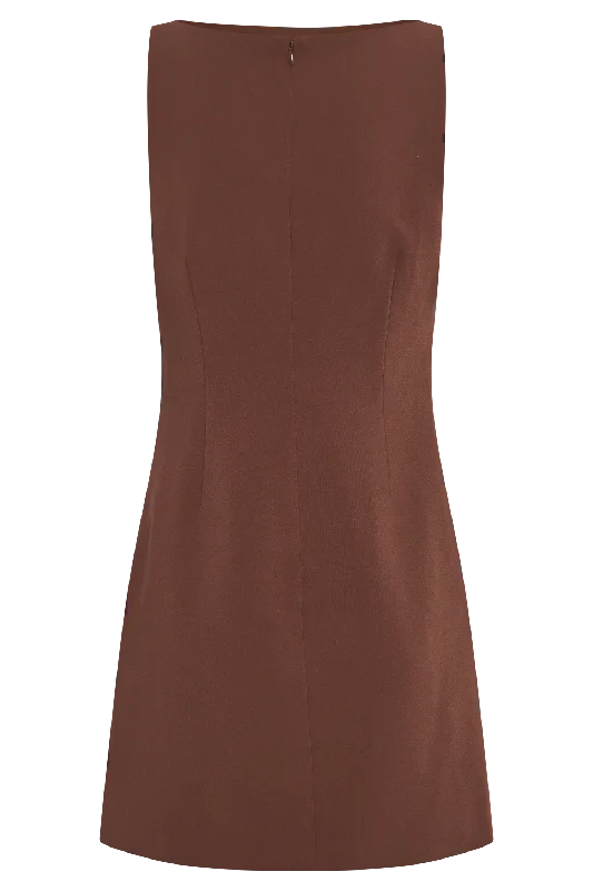 Angela Suiting Mini Dress - Wood