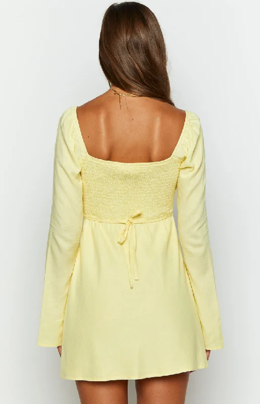 Arna Yellow Long Sleeve Mini Dress