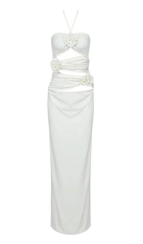 BANDAGE CUT OUT MAXI DRESS IN WHITE